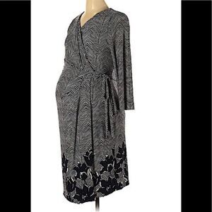 Motherhood Maternity 3/4 Sleeve Wrap Dress